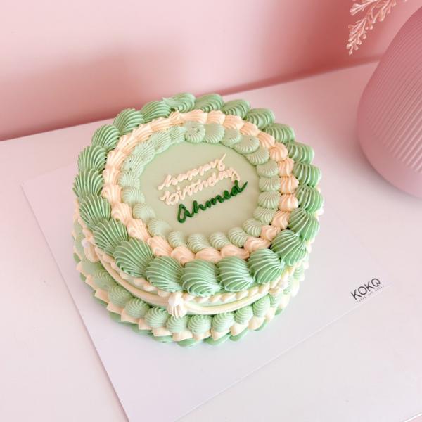 Bento Shades of Green Vintage Cake